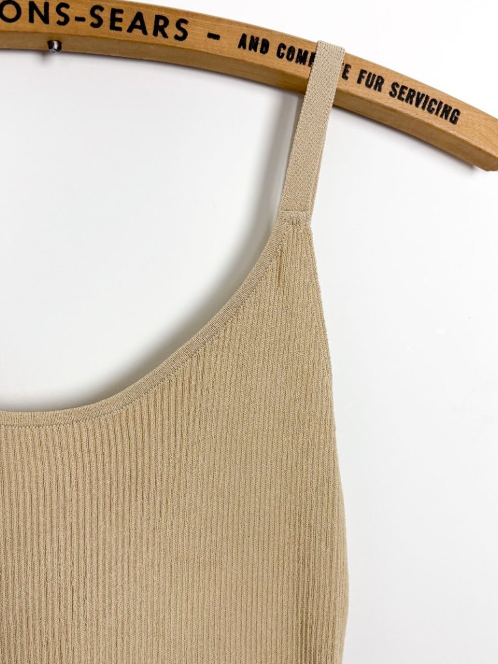 Aritzia Wilfred Womens Ribbed Bodycon Midi Dress Low Back Tan Size Small - Picture 3 of 8